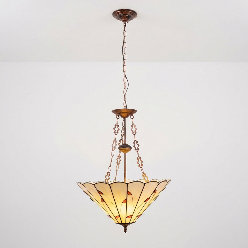 Brilagi - Tiffany vitrážový lustr na řetězu FOLIA 3xE27/60W/230V pr. 50 cm