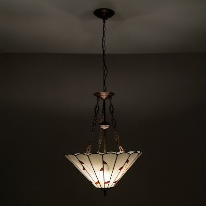Brilagi - Tiffany vitrážový lustr na řetězu FOLIA 3xE27/60W/230V pr. 50 cm
