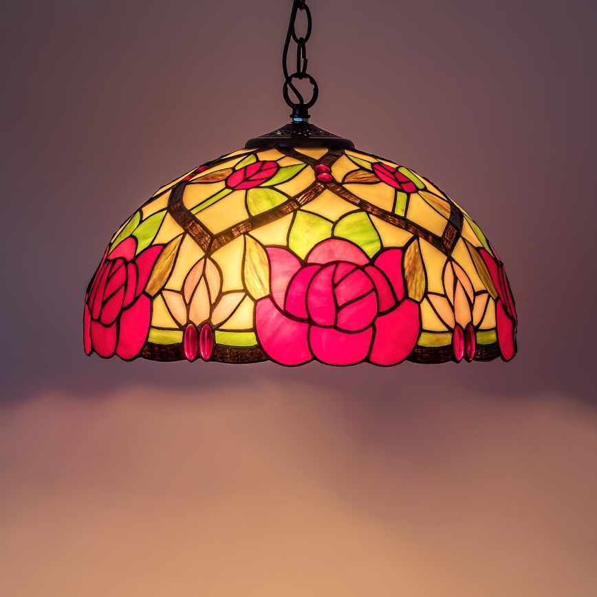 Brilagi - Tiffany vitrážový lustr na řetězu GARLAN 2xE27/60W/230V