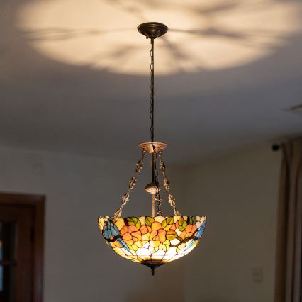 Brilagi - Tiffany vitrážový lustr na řetězu JUNGLE 3xE27/60W/230V pr. 50 cm