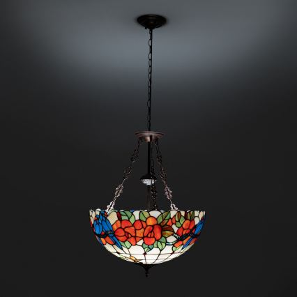 Brilagi - Tiffany vitrážový lustr na řetězu JUNGLE 3xE27/60W/230V pr. 50 cm