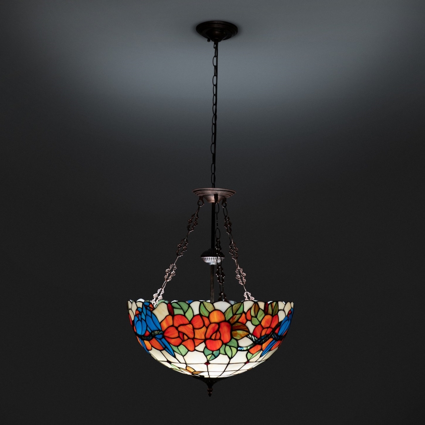 Brilagi - Tiffany vitrážový lustr na řetězu JUNGLE 3xE27/60W/230V pr. 50 cm