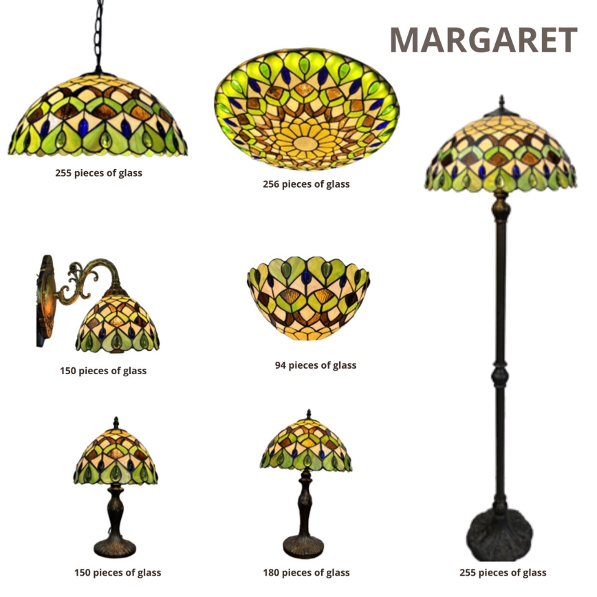 Brilagi - Tiffany vitrážový lustr na řetězu MARGARET 2xE27/60W/230V