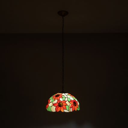 Brilagi - Tiffany vitrážový lustr na řetězu SUNFLOWER 1xE27/60W/230V pr. 40 cm