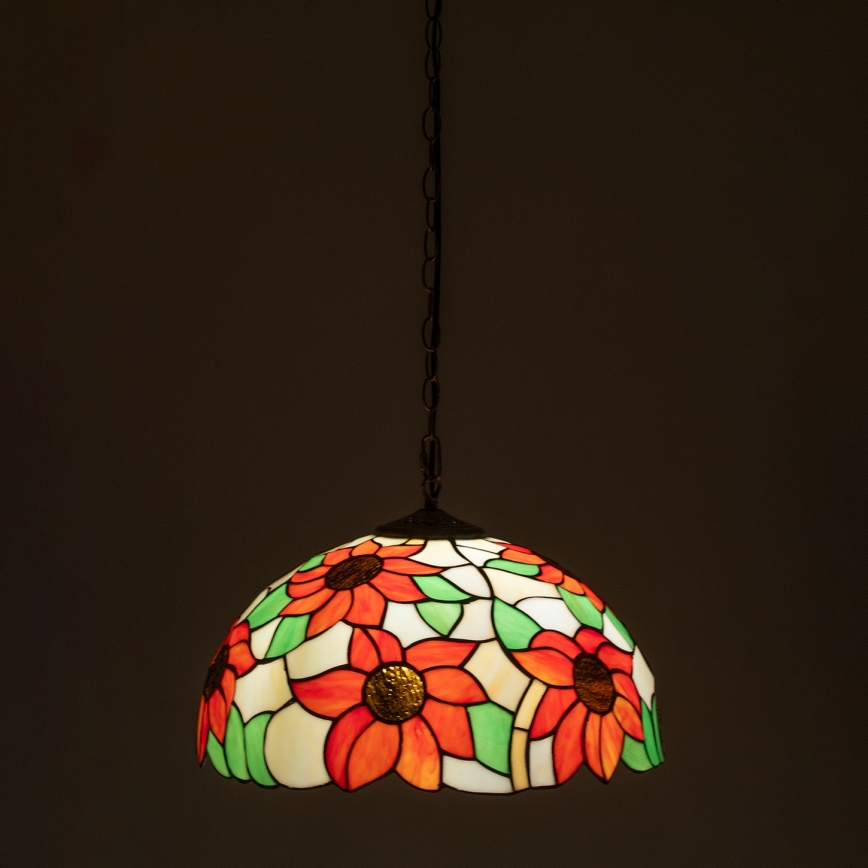 Brilagi - Tiffany vitrážový lustr na řetězu SUNFLOWER 1xE27/60W/230V pr. 40 cm