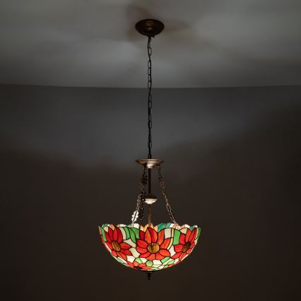 Brilagi - Tiffany vitrážový lustr na řetězu SUNFLOWER 3xE27/60W/230V pr. 50 cm