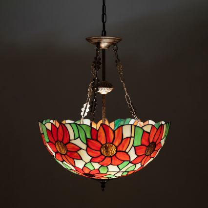Brilagi - Tiffany vitrážový lustr na řetězu SUNFLOWER 3xE27/60W/230V pr. 50 cm