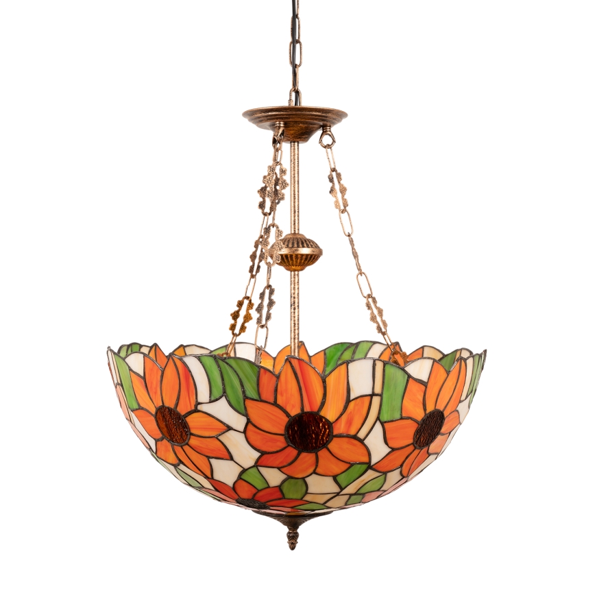 Brilagi - Tiffany vitrážový lustr na řetězu SUNFLOWER 3xE27/60W/230V pr. 50 cm