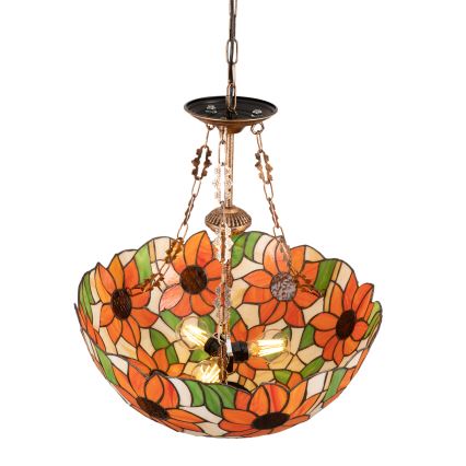 Brilagi - Tiffany vitrážový lustr na řetězu SUNFLOWER 3xE27/60W/230V pr. 50 cm