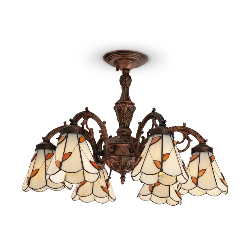 Brilagi - Tiffany vitrážový přisazený lustr FOLIA 6xE27/60W/230V pr. 60 cm