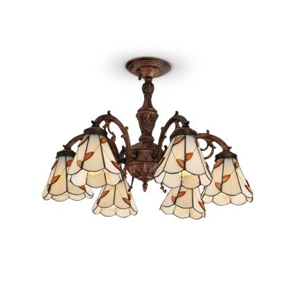 Brilagi - Tiffany vitrážový přisazený lustr FOLIA 6xE27/60W/230V pr. 60 cm