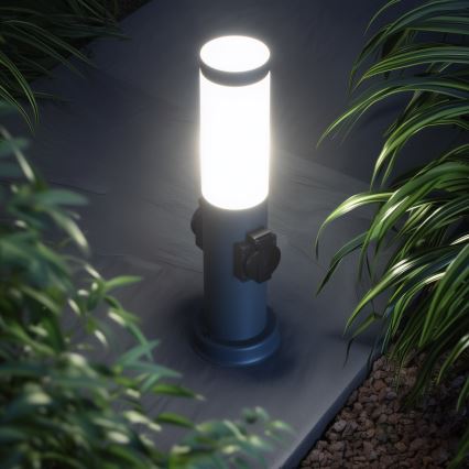 Brilagi - Venkovní lampa se 2 zásuvkami SCHUKO NOVA 1xE27/15W/230V 40 cm IP44 antracit