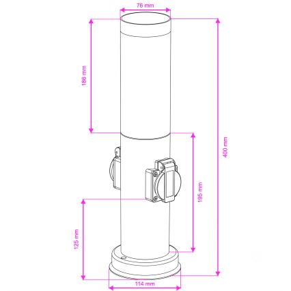 Brilagi - Venkovní lampa se 2 zásuvkami SCHUKO NOVA 1xE27/15W/230V 40 cm IP44 antracit