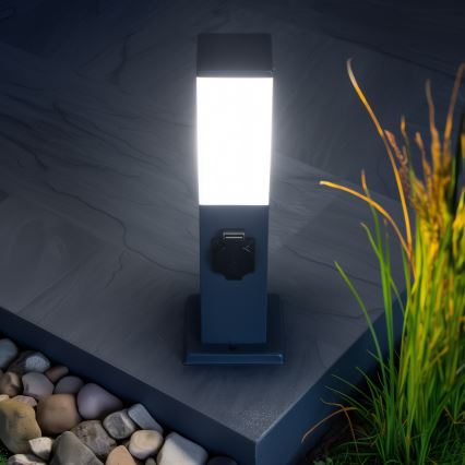 Brilagi - Venkovní lampa se 2 zásuvkami SCHUKO NOVA 1xE27/15W/230V 40 cm IP44 antracit