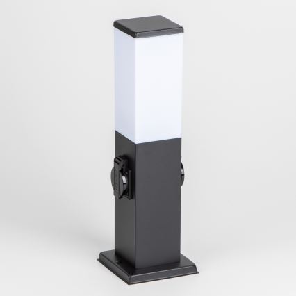 Brilagi - Venkovní lampa se 2 zásuvkami SCHUKO NOVA 1xE27/15W/230V 40 cm IP44 černá