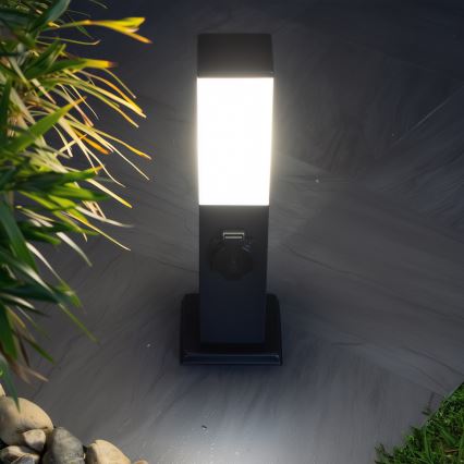 Brilagi - Venkovní lampa se 2 zásuvkami SCHUKO NOVA 1xE27/15W/230V 40 cm IP44 černá