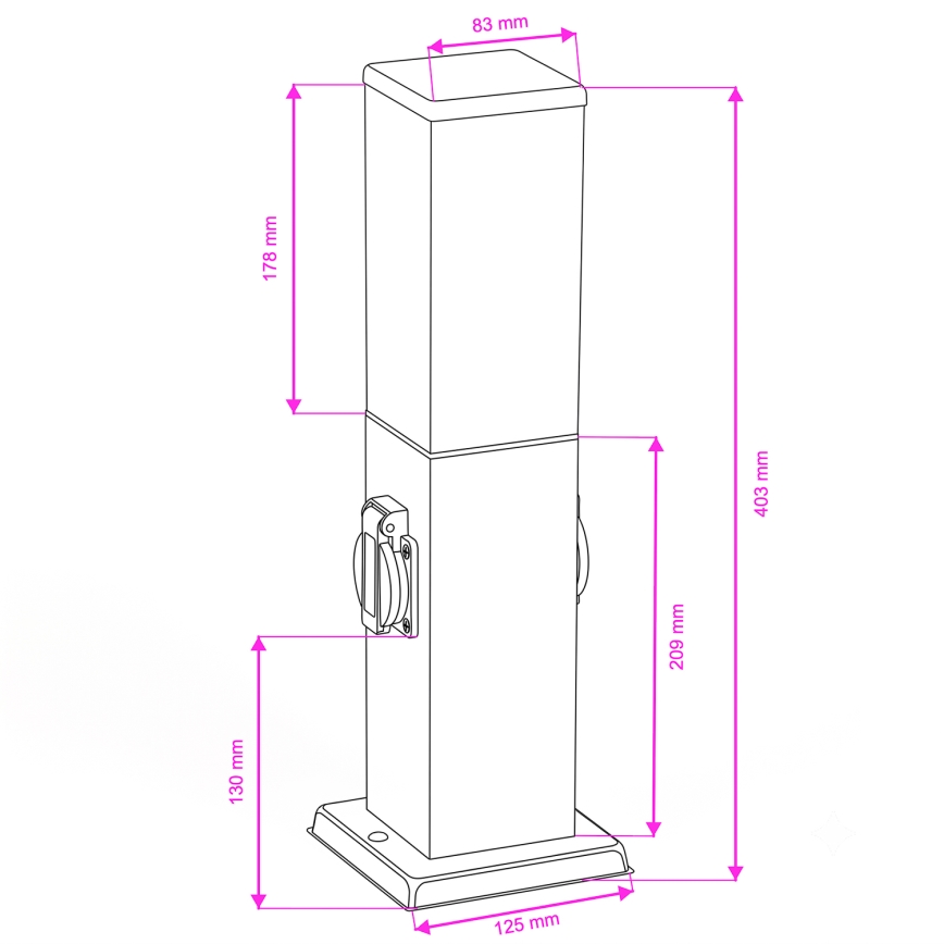 Brilagi - Venkovní lampa se 2 zásuvkami SCHUKO NOVA 1xE27/15W/230V 40 cm IP44 černá