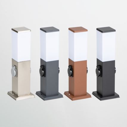 Brilagi - Venkovní lampa se 2 zásuvkami SCHUKO NOVA 1xE27/15W/230V 40 cm IP44 černá