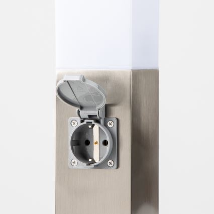 Brilagi - Venkovní lampa se 2 zásuvkami SCHUKO NOVA 1xE27/15W/230V 40 cm IP44 matný chrom