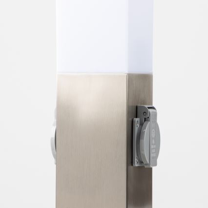 Brilagi - Venkovní lampa se 2 zásuvkami SCHUKO NOVA 1xE27/15W/230V 40 cm IP44 matný chrom
