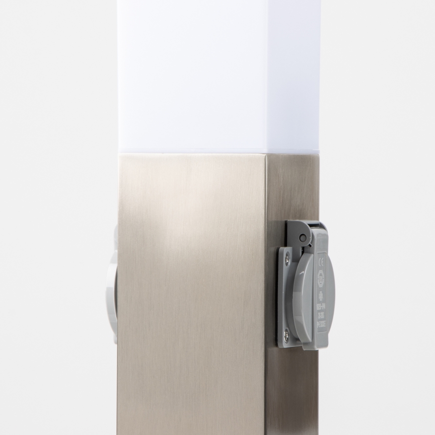 Brilagi - Venkovní lampa se 2 zásuvkami SCHUKO NOVA 1xE27/15W/230V 40 cm IP44 matný chrom