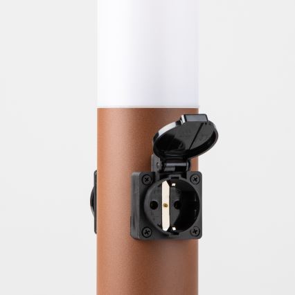 Brilagi - Venkovní lampa se 2 zásuvkami SCHUKO NOVA 1xE27/15W/230V 40 cm IP44 hnědá