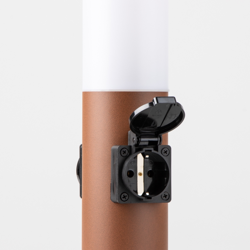 Brilagi - Venkovní lampa se 2 zásuvkami SCHUKO NOVA 1xE27/15W/230V 40 cm IP44 hnědá