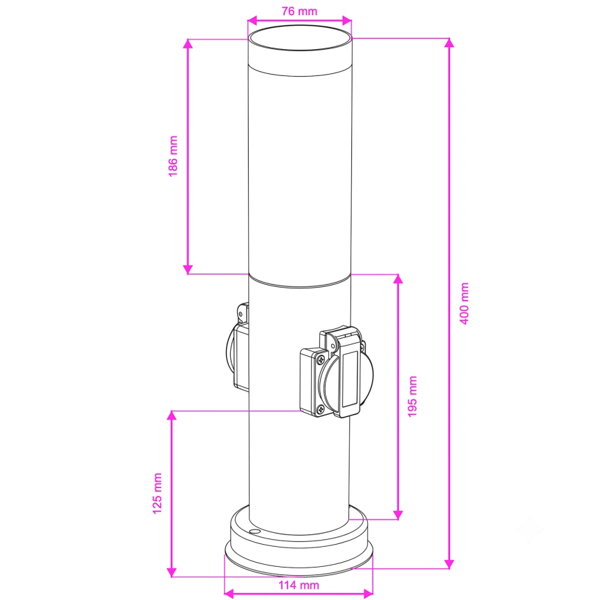 Brilagi - Venkovní lampa se 2 zásuvkami SCHUKO NOVA 1xE27/15W/230V 40 cm IP44 hnědá