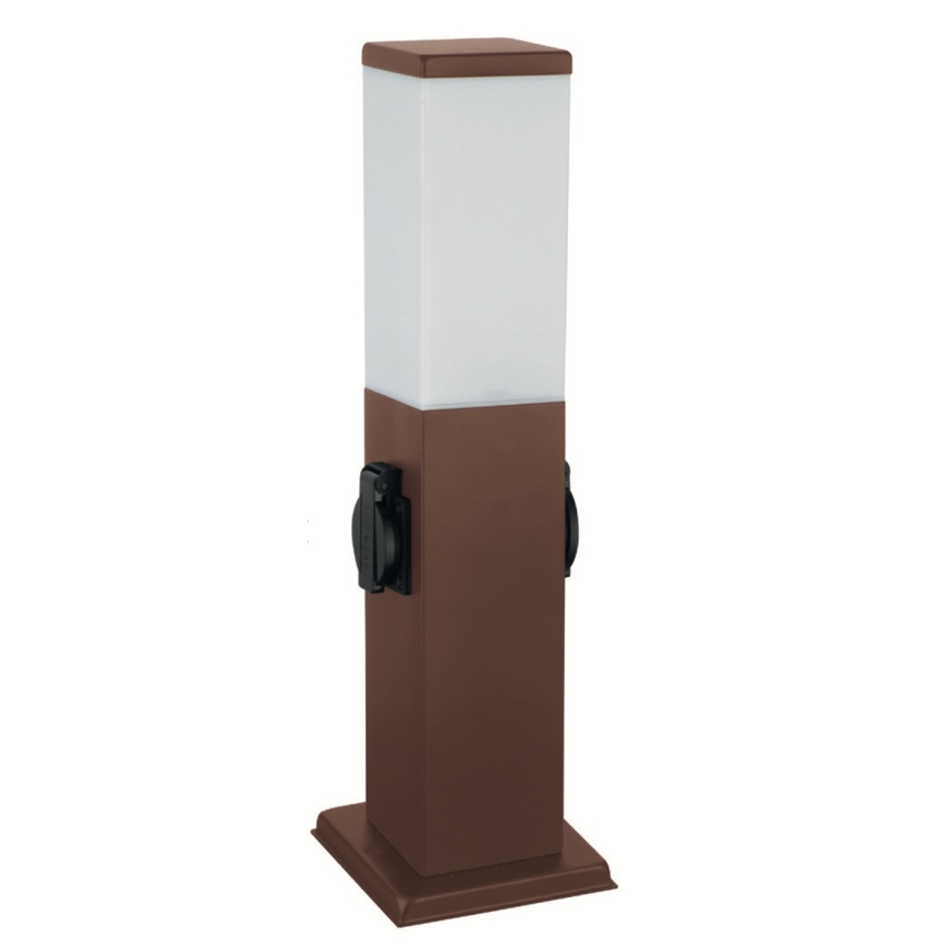 Brilagi - Venkovní lampa se 2 zásuvkami SCHUKO NOVA 1xE27/15W/230V 40 cm IP44 hnědá