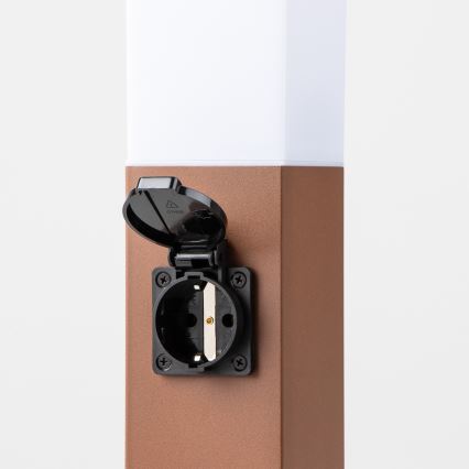 Brilagi - Venkovní lampa se 2 zásuvkami SCHUKO NOVA 1xE27/15W/230V 40 cm IP44 hnědá