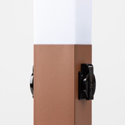 Brilagi - Venkovní lampa se 2 zásuvkami SCHUKO NOVA 1xE27/15W/230V 40 cm IP44 hnědá