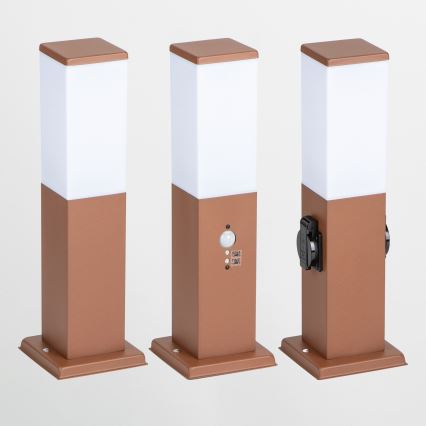 Brilagi - Venkovní lampa se 2 zásuvkami SCHUKO NOVA 1xE27/15W/230V 40 cm IP44 hnědá