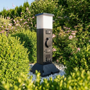 Brilagi - Venkovní lampa se 2 zásuvkami SCHUKO 1xE14/15W/230V IP44 černá