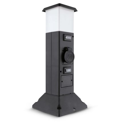 Brilagi - Venkovní lampa se 2 zásuvkami SCHUKO 1xE14/15W/230V IP44 černá