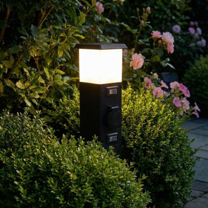 Brilagi - Venkovní lampa se 2 zásuvkami SCHUKO 1xE14/15W/230V IP44 černá