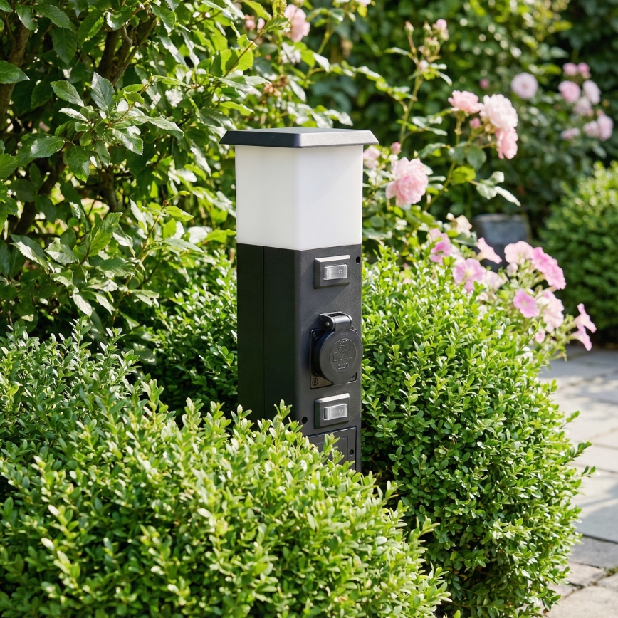 Brilagi - Venkovní lampa se 2 zásuvkami SCHUKO 1xE14/15W/230V IP44 černá