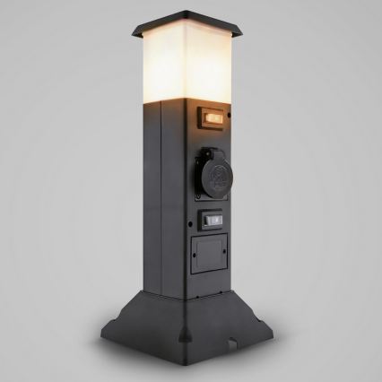 Brilagi - Venkovní lampa se 2 zásuvkami SCHUKO 1xE14/15W/230V IP44 černá