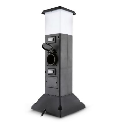 Brilagi - Venkovní lampa se 2 zásuvkami SCHUKO 1xE14/15W/230V IP44 černá