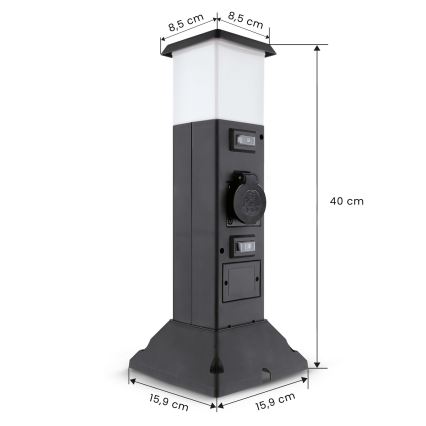 Brilagi - Venkovní lampa se 2 zásuvkami SCHUKO 1xE14/15W/230V IP44 černá