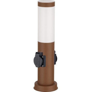 Brilagi - Venkovní lampa se 2 zásuvkami SCHUKO 1xE27/15W/230V 40 cm IP44 hnědá