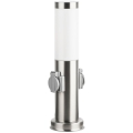Brilagi - Venkovní lampa se 2 zásuvkami SCHUKO 1xE27/15W/230V 40 cm IP44 matný chrom