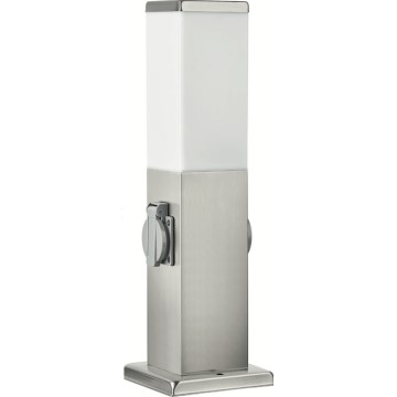 Brilagi - Venkovní lampa se 2 zásuvkami SCHUKO 1xE27/15W/230V 40 cm IP44 matný chrom