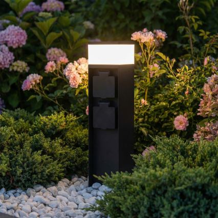 Brilagi - Venkovní lampa se 2 zásuvkami SCHUKO 1xG9/11W/230V IP44 černá