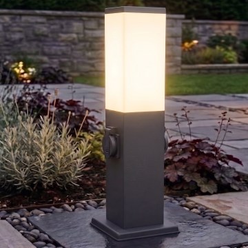 Brilagi - Venkovní lampa se 2 zásuvkami SCHUKO NOVA 1xE27/15W/230V 40 cm IP44 antracit