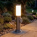 Brilagi - Venkovní lampa se 2 zásuvkami SCHUKO NOVA 1xE27/15W/230V 40 cm IP44 matný chrom