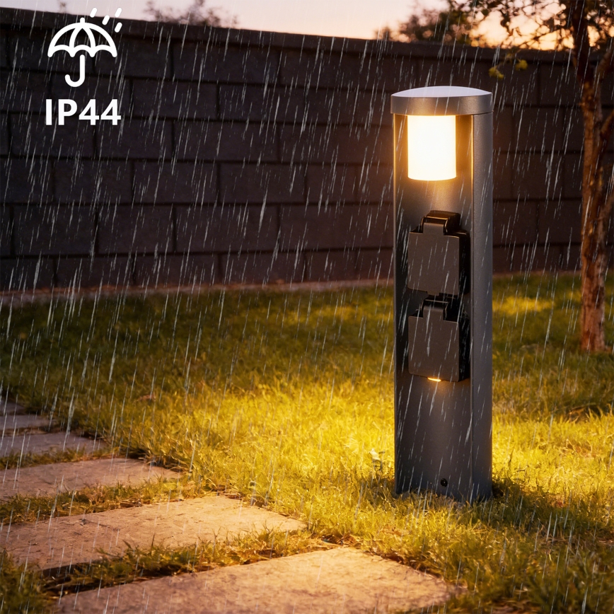 Brilagi - Venkovní lampa se 2 zásuvkami SCHUKO PILLAR 1xG9/11W/230V IP44 antracit