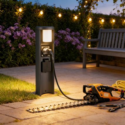 Brilagi - Venkovní lampa se 2 zásuvkami SCHUKO PILLAR 1xG9/11W/230V IP44 antracit