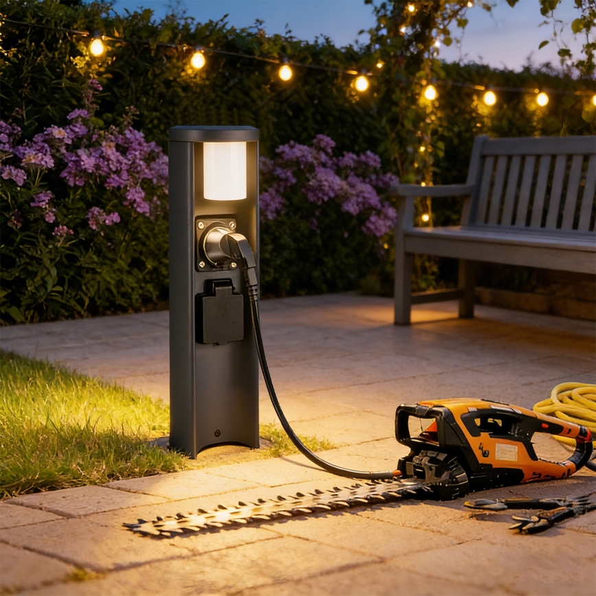 Brilagi - Venkovní lampa se 2 zásuvkami SCHUKO PILLAR 1xG9/11W/230V IP44 antracit