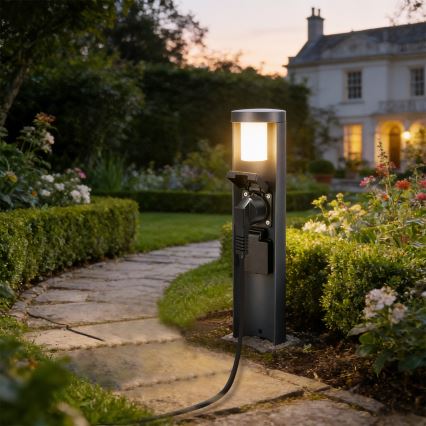 Brilagi - Venkovní lampa se 2 zásuvkami SCHUKO PILLAR 1xG9/11W/230V IP44 antracit
