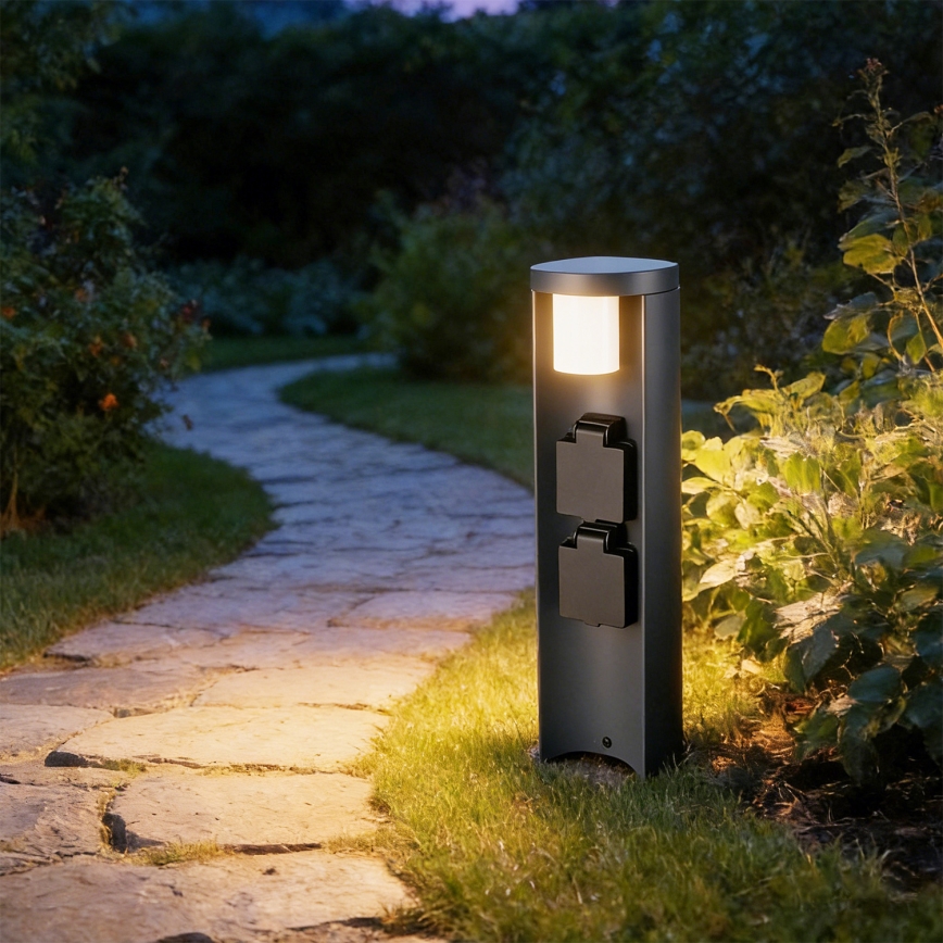Brilagi - Venkovní lampa se 2 zásuvkami SCHUKO PILLAR 1xG9/11W/230V IP44 antracit